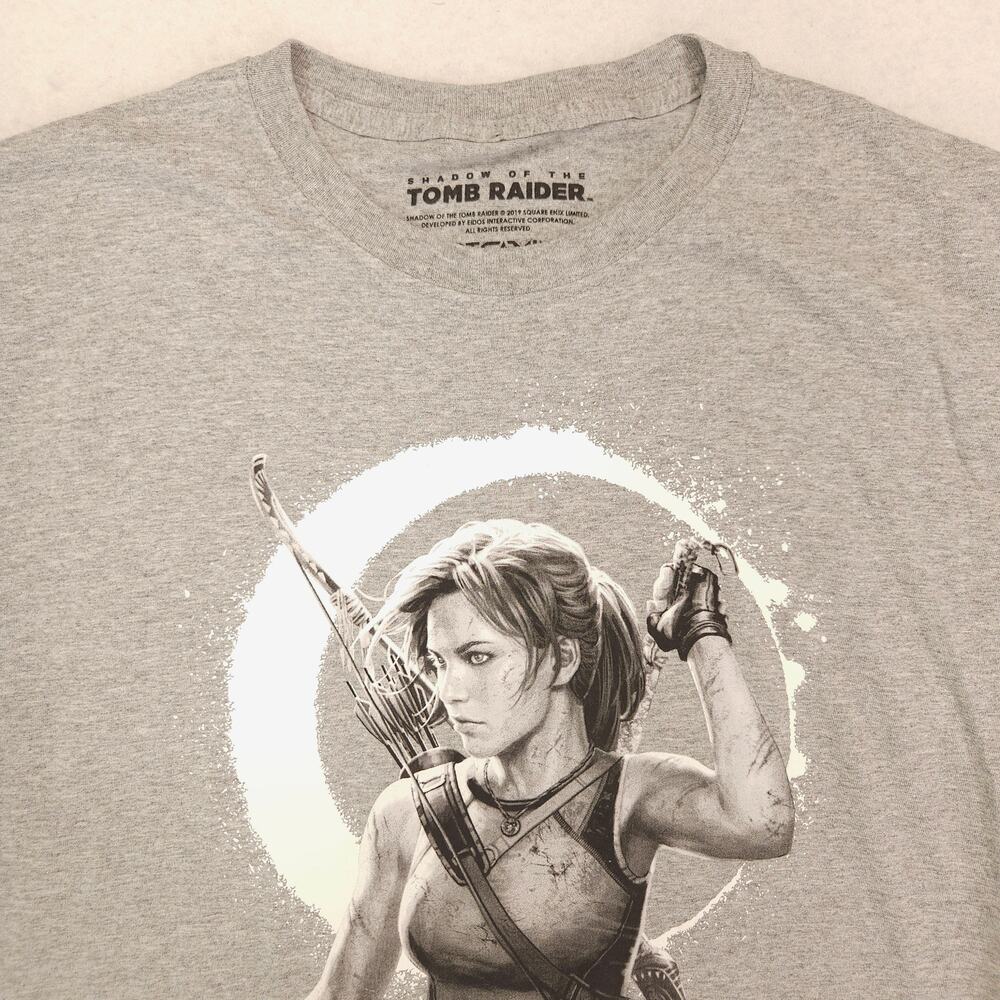 Shadow of the Tomb Raider Crew Neck Graphic T-Shirt Mens Size Medium M Gray